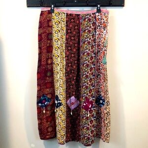 Kathmandu Imports Boho Patchwork Mixed Print Maxi Skirt Size Large